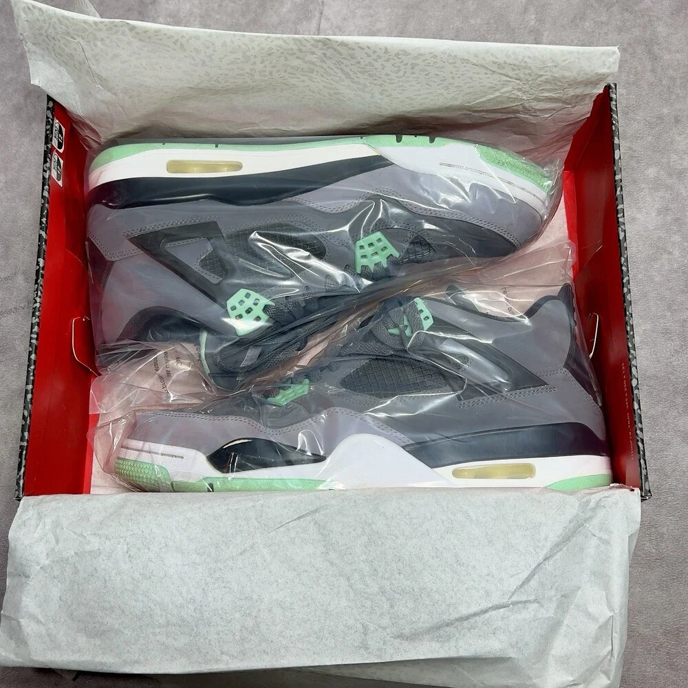 Jordan 4 Retro Green Glow 2013 Mens 11.5 Dark Grey Cement Black 308497-033